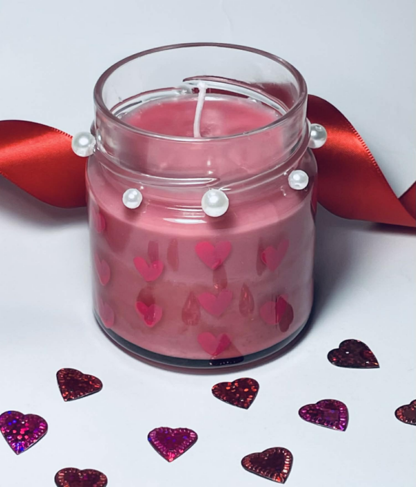 Valentine’s Κερί με Καρδιές & πέρλα
